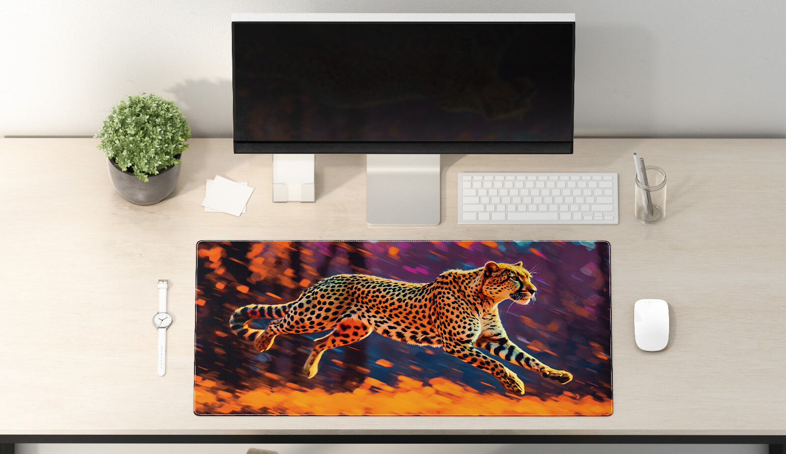 Gaming Mouse Pad Cheetah Gaming Desk Mat- Large Desk Pad- Gift for Gamer-image