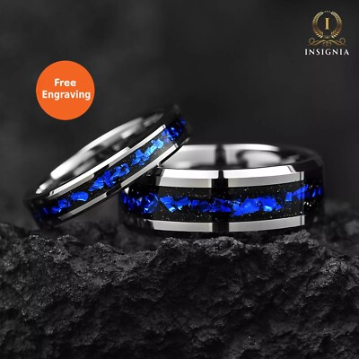 Galaxy Nebula einzigartiger Wolfram Ehering/Verlobungsring für Männer & Frauen 8/6/4 mm