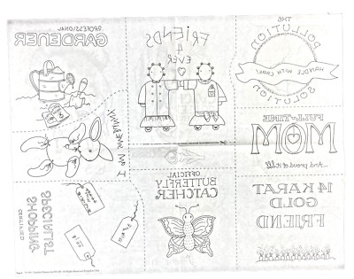 FC&A Iron On Transfer Pattern Garden Mom Friends Bunny Carrots Butterfly Earth