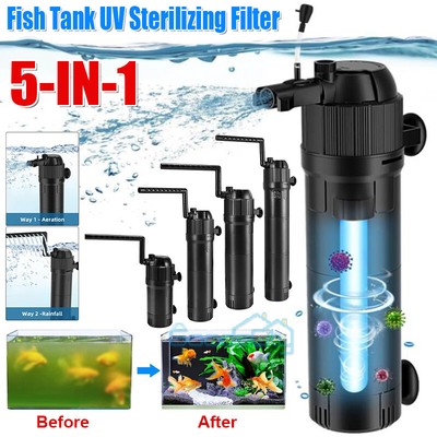 Aquarium Submersible UV Sterilizer Filter Light Fish Tank Germicidal Water Pump