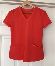 Jaanuu Women's XS Scrub Top J96242 Coral 3 Pocket sweetheart Neckline Limited Ed