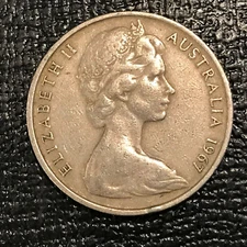 VERY NICE 1967 AUSTRALIA PLATYPUS 20 C OR TWENTY CENTS COIN-APR095