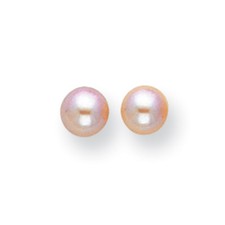 14K Yellow Gold 5.5mm Pink FW Cultured Pearl Stud Earrings Madi K Kid's Jewelry