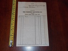 RARE OLD VINTAGE RECEIPT THE FARMERS ELEVATOR...