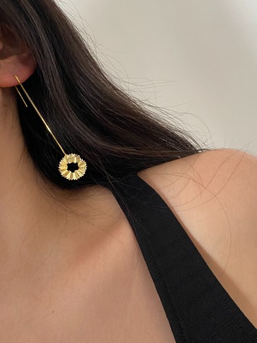 Designer Made Sterling Silver S925 Pencil Shavings Gold Plated Long earrings - Picture 2 of 4