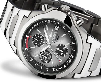 FIREFOX Chronograph CLASSIC S06 Herrenuhr Stahl Faltschließe sunray grau 10 ATM