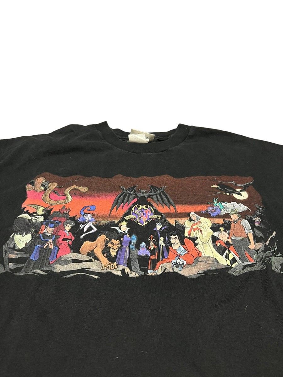 Vintage WALT DISNEY World Villains T Shirt 90s Cruella de Vil Scar