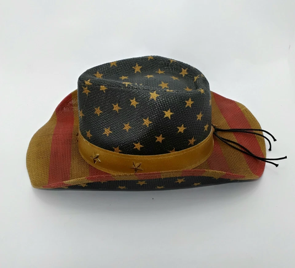 Sombrero de Vaquero SsddleBack Pellizco Frontal Mancha de Té Color Metal Estrellas En Banda Unisex Foto 2 de 4