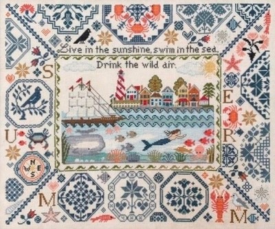 SUMMER QUAKER ABC Cross Stitch Pattern Sea Sampler Primitive