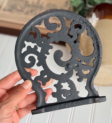 Vintage Cast Iron Footed Trivet by S.F. Co. - Age & Patina - Rustic Home Decor
