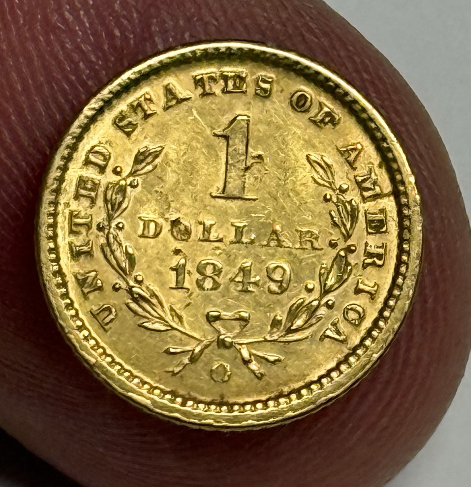 AU 1849-O Liberty Head Gold Dollar, Lustrous Almost Uncirculated U.S. Type $1
