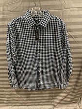 Mens EXPRESS Medium Blue/White Long Sleeve Button Up Slim Fit NWT