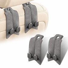 atFivoy 2 Pack Car Headrest Hooks, Dual Metal Purse Hangers, Classic Gray
