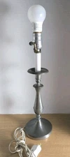 Vintage Pewter Lamp 17" High - Works Great!  