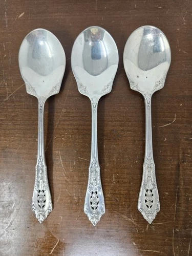 WALLACE ROSE POINT STERLING SILVER SUGAR SPOON SET OF 3
