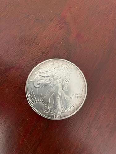 1991 Walking Liberty American Eagle $1 Dollar Coin, 1 oz .99% Fine Silver