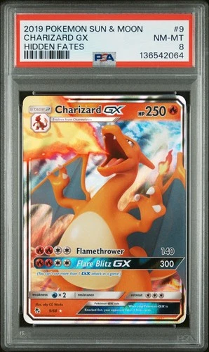 2019 Pokemon Sun & Moon Charizard GX Hidden Fates PSA 8