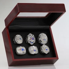 2001/2003/2004/2014/2016/2018 6Pcs Ring Set For Foxboro Pats Fans Gift Size 8-14