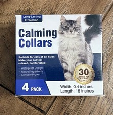 4-Pack Adjustable Calming Collars for Cats with Pheromones Waterproof Natural