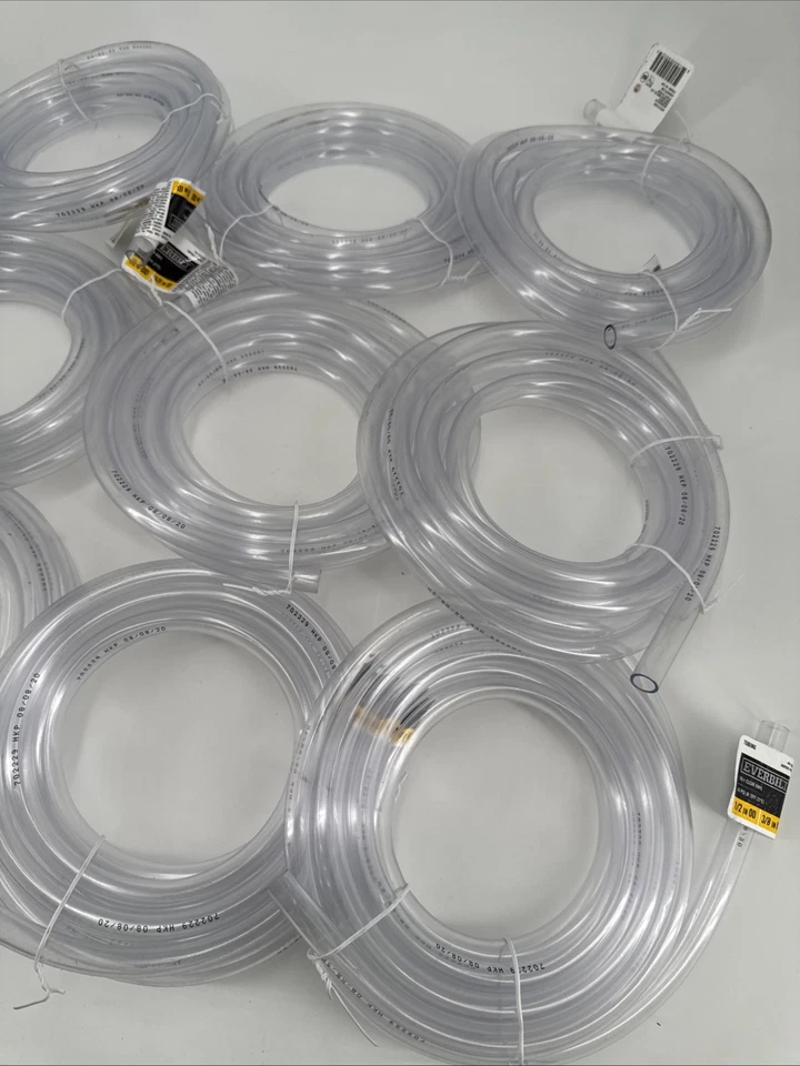 Lot of 9 10 ft. PVC CLEAR VINYL TUBING 3/8" ID 1/2" OD 45 PSI | 70°F - Image 4 of 4