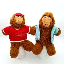 2 Vintage Plush ALF 10" Hand Puppets Hawaiian Shirt and Baseball Jersey Hat