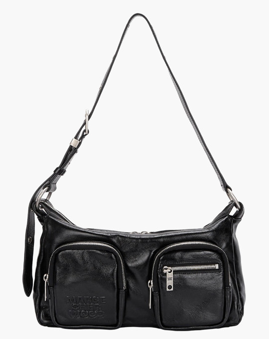 MARGE SHERWOOD OUTPOCKET HOBO - Black Glossy Plain Shoulder Bag Excellent condit