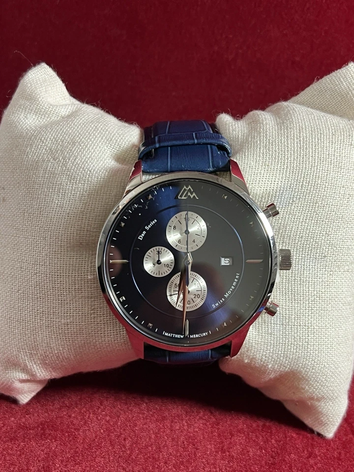 RELOJ MATTHEW MERCURY TONOS DE AZUL Esfera y Correa de Cuero Cuarzo 45mm Foto 2 de 4