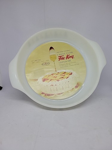 Anchor Hocking FIRE KING 9" Zoll MCM Kuchen Backform CANDLE GLOW Etikett Neu - Bild 2 von 8