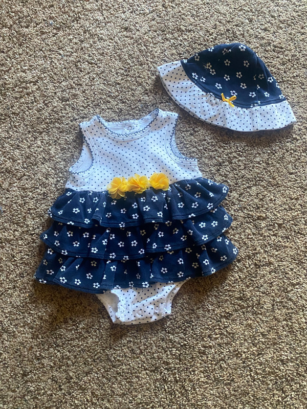 Baby Girl 6M Little Me 1 pc. body suit w matching hat