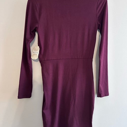 Vestido Borgoña Manga Larga - Detalle Nudo Estado Altard Bodycon Informal - Imagen 4 de 9