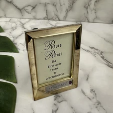 Liz Claiborne Vintage 90s Brass Birthstone Mini Picture Frame February Metal