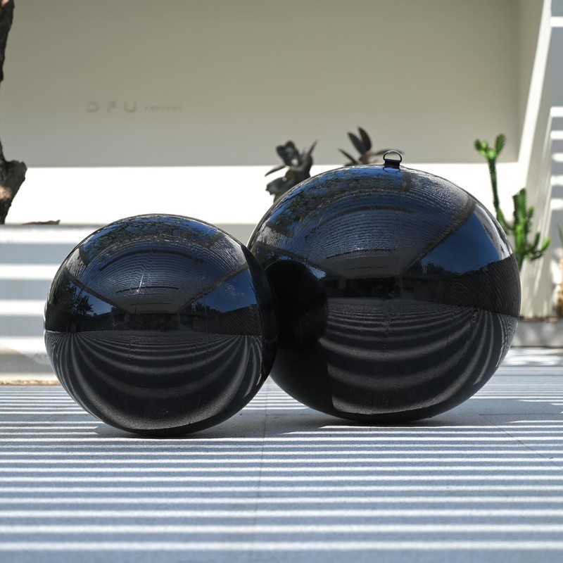 Yescom 2PCS Big Shiny Inflatable Mirror Ball Set 20" 32" Giant Hanging PVC Black