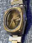 Vintage Seiko 17J Automatic Mens Watch Day Date Gold Tone Brown Dial Works