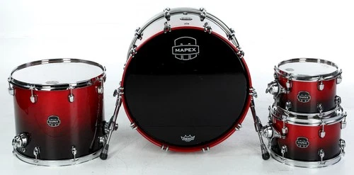 Mapex Saturn 4-piece Rock Shell Pack - Scarlet Fade - Stick marks