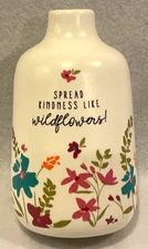 Karma Spread Kindness Like Wildflowers! Ivory Ceramic Flower Bud Vase 4.75"H