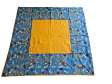 Danica French Country Yellow Blue Border Tablecloth Floral  53" square