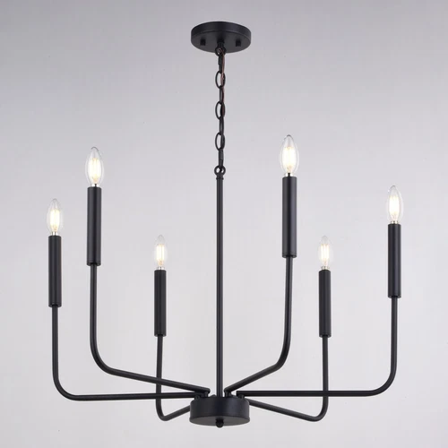 Belden 26-in. 6 Light Chandalier Matte Black - Picture 3 of 6