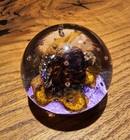 Vintage Selkirk Glass Paperweight Scotland Has Tag Sticker Purple And Gold — photo 3