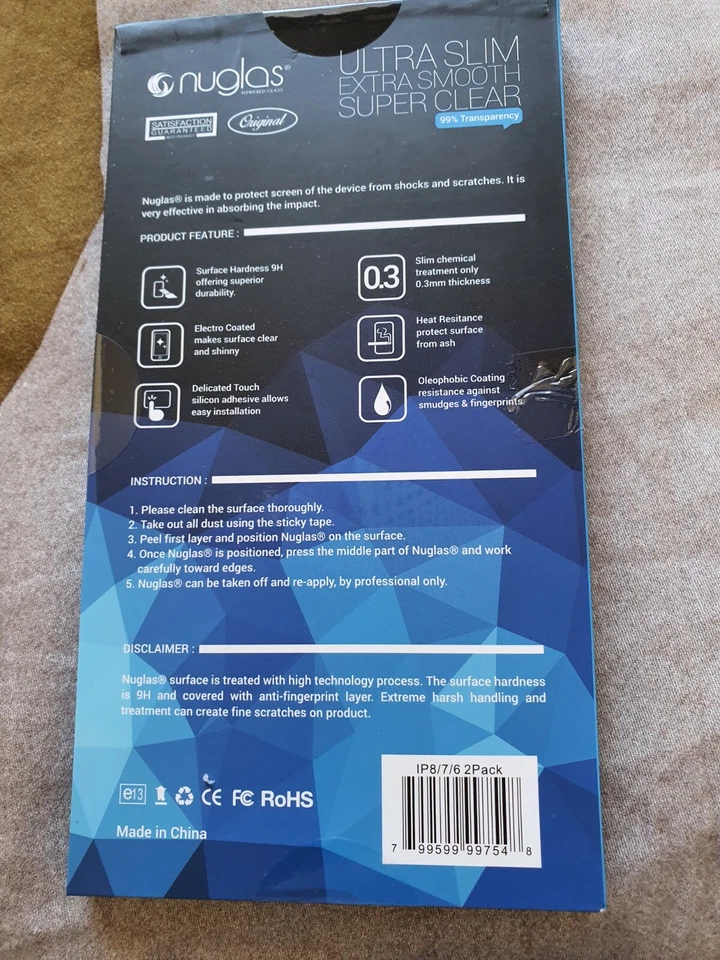 3X Genuine NUGLAS Tempered Glass Screen Protector for Apple iPhone 8 7 6 6S NEW - Image 2 of 4