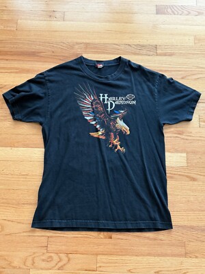 Harley Davidson T-Shirt Black Size Large American Eagle Flying Lake Havasu, AZ