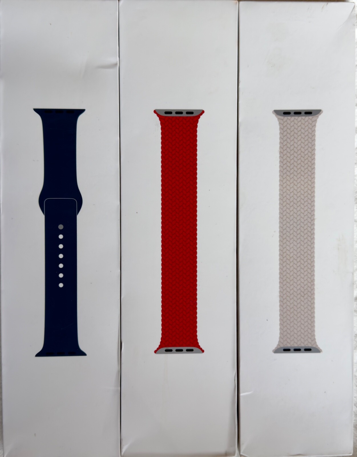 Apple Watch Band x 3, Red  & Off-White Braided Solo Loop, Navy Sport Band, 41 mm-image
