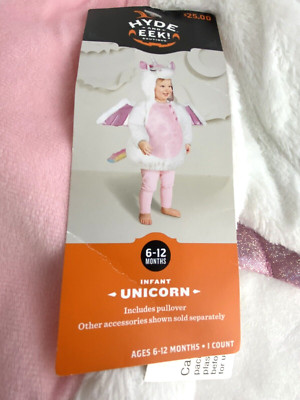 Unicorn Halloween HYDE AND EEK Furry White Hood/Wings Costume 6-12 Months