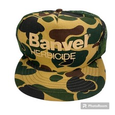 Vintage Banvel Herbicide Camouflage Hat SnapBack Mesh Made USA Trucker