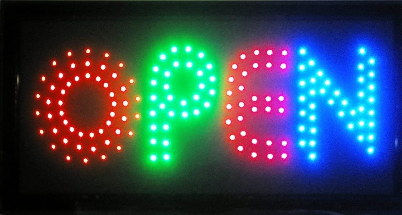 LED Neon Light Open Sign Animation On/Off and Power On/Off Two Switchs ...
