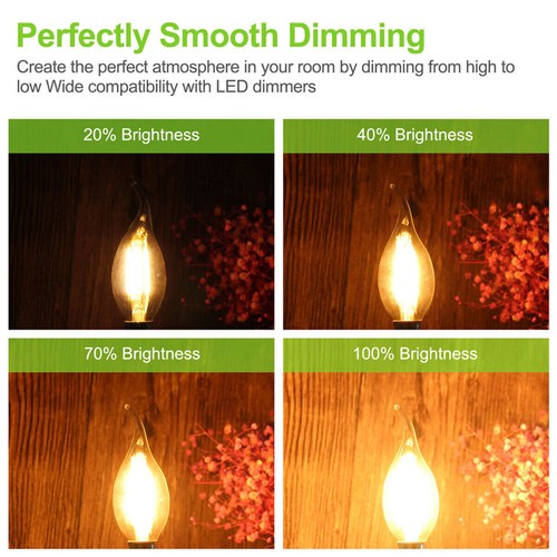 6/12 Pack E12 LED Candle Light Warm Bulbs Dimmable Flame Tip Chandelier Bulbs - Picture 6 of 18