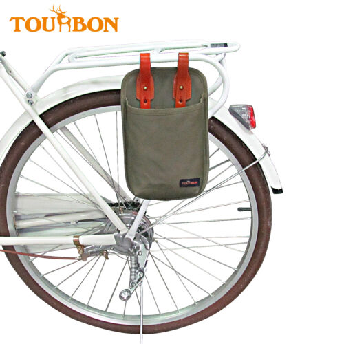 TOURBON Cycling Canvas Leather Bicycle U-lock Pannier Portable Bike Lock Bag  - Picture 1 of 8