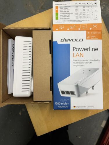 DEVOLO 1200+ WiFi dLAN Add-On GIGABIT PASSTHROUGH POWERLINE ADAPTER 2 PORTS - Picture 5 of 9