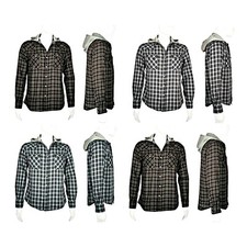 Herren Hemden T-Shirts mit Kapuze lange Ärmel Kariert Kapuzenjacke Gr.S-XL/XXL