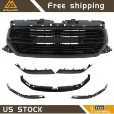 For 2019 2020 2021 2022 Ram 1500 Front Upper Grill&Grille Molding Trim Set Black