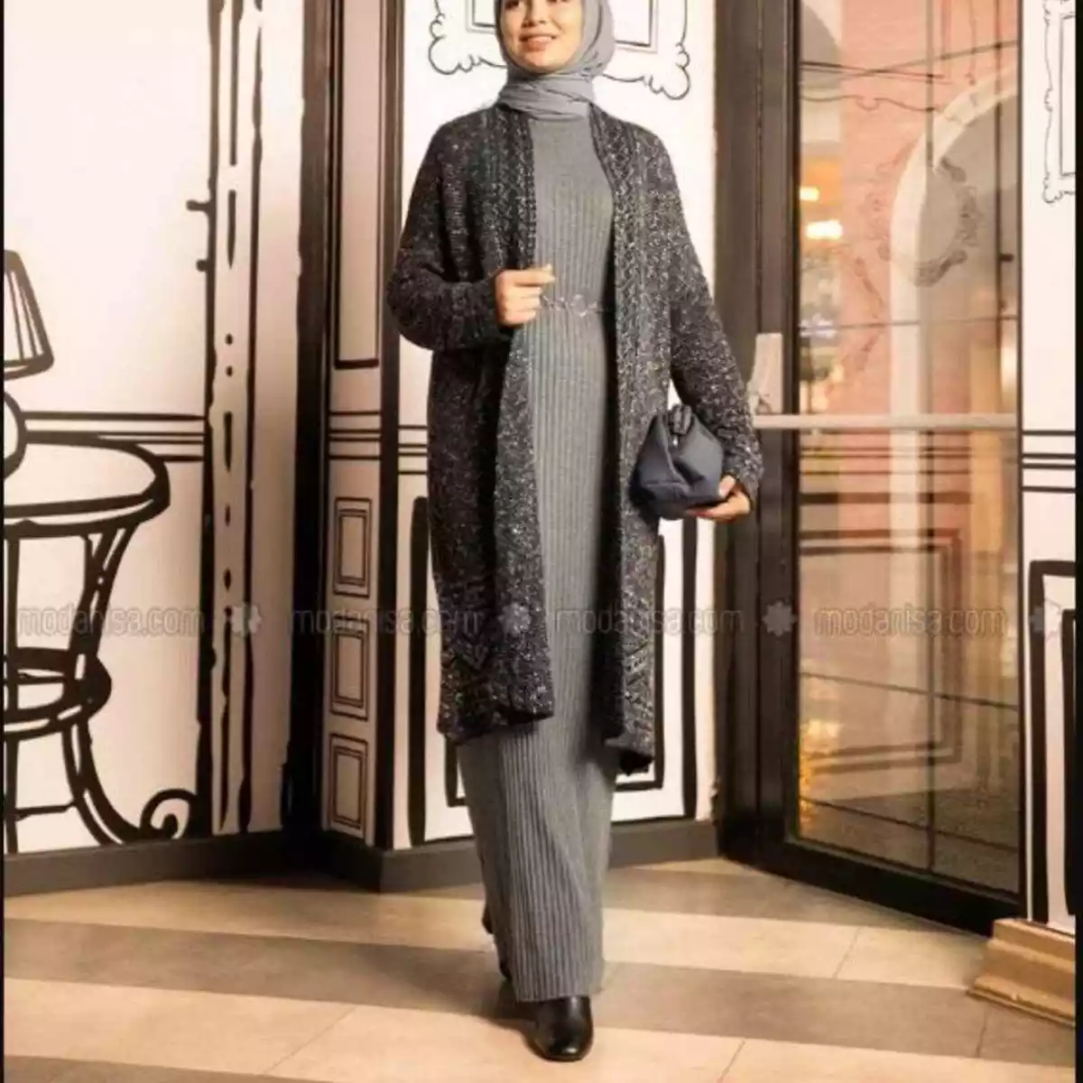 Grey knit cheap maxi dress